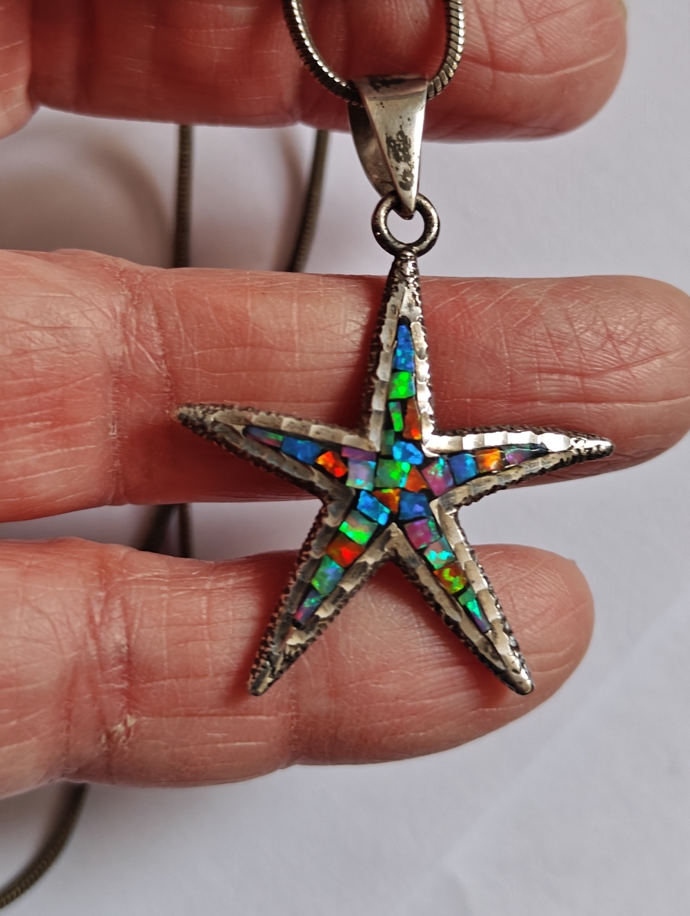 Vintage Cardenas Taxco Starfish Pendant Silver 950 Snake Chain Necklace - Picture 11 of 16
